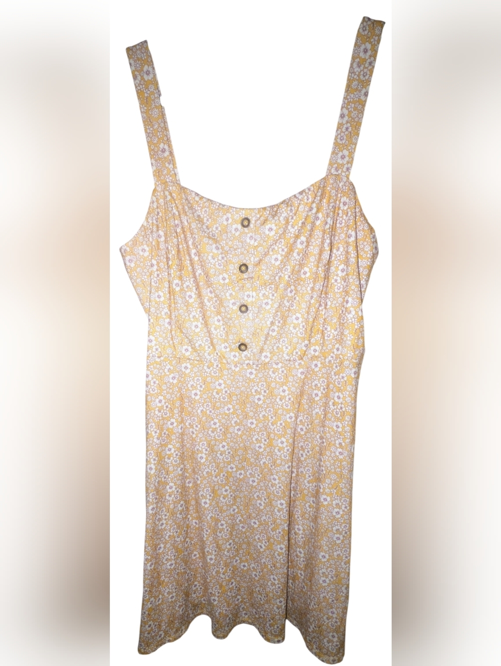 Nine Britton Yellow Floral Faux Button Front Sun Dress NWOT Plus Size 2X